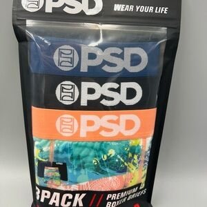 3 Pack! PSD 7" Inseam Orange Bandana Standard Premium Boxer Briefs, Sz S, 28-30"